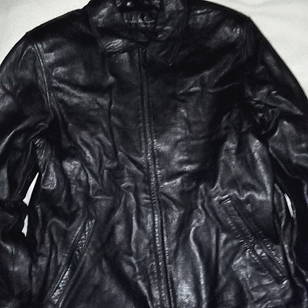 Designer Nicole Miller black leather jacket men's medium